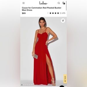 Cause for Commotion Red Pleated Bustier Maxi Dress